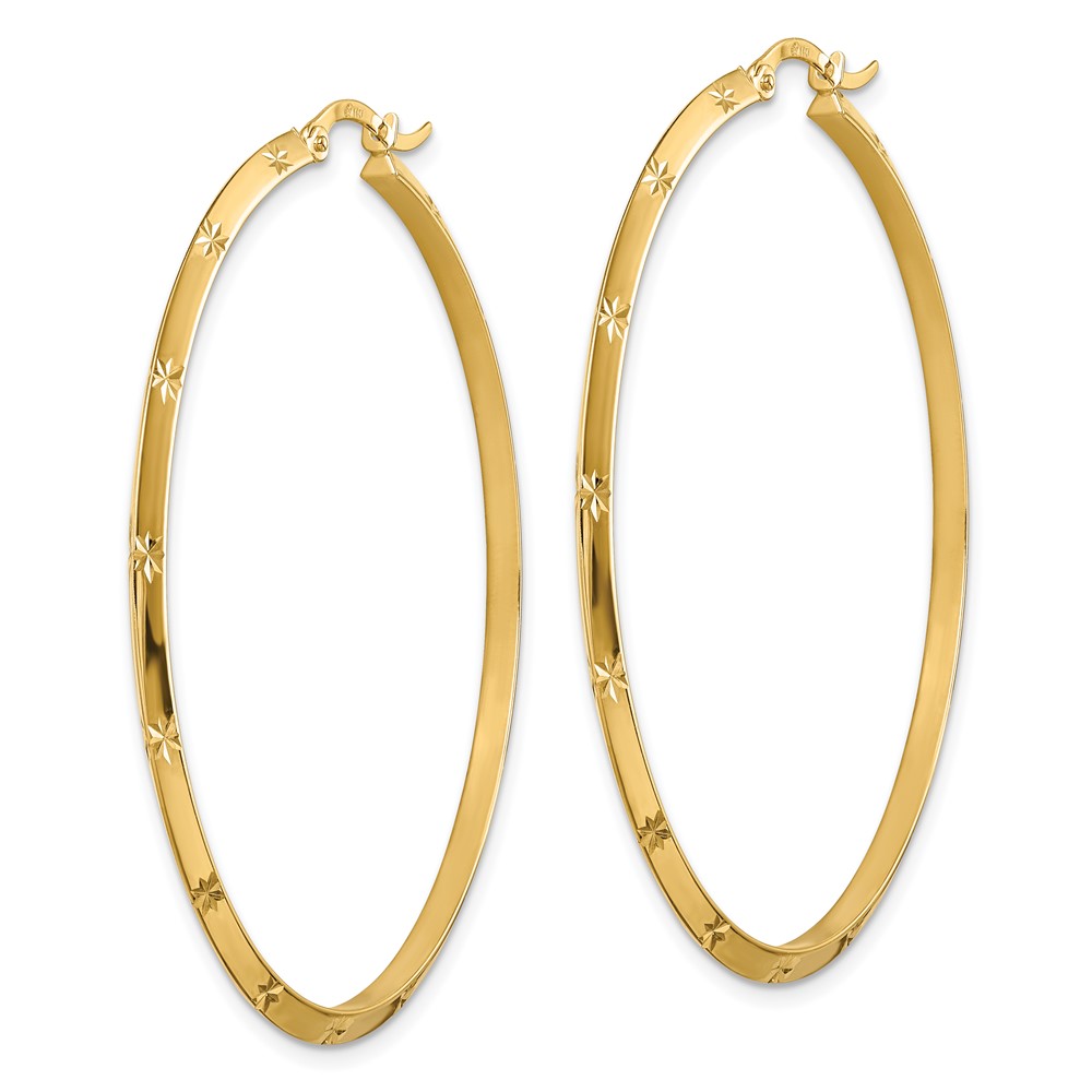 14K Polished Diamond-Cut Hoop Earrings (TF1452)