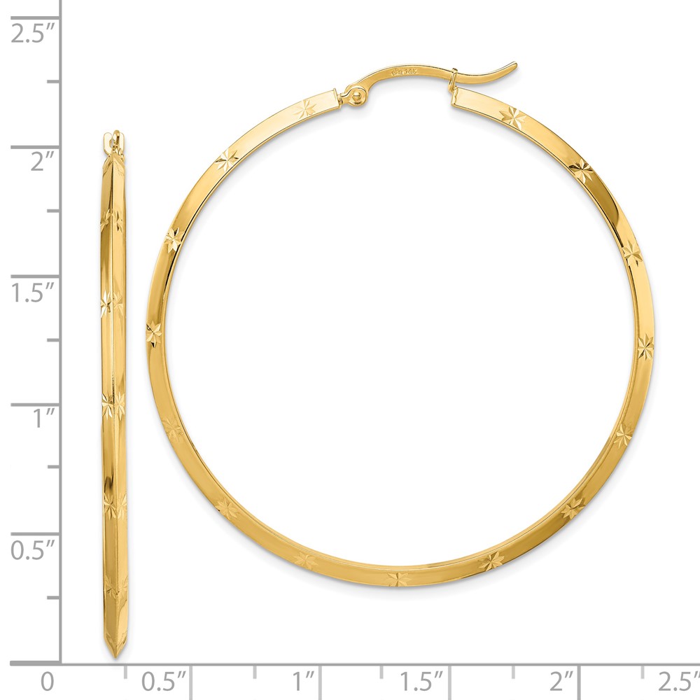 14K Polished Diamond-Cut Hoop Earrings (TF1452)