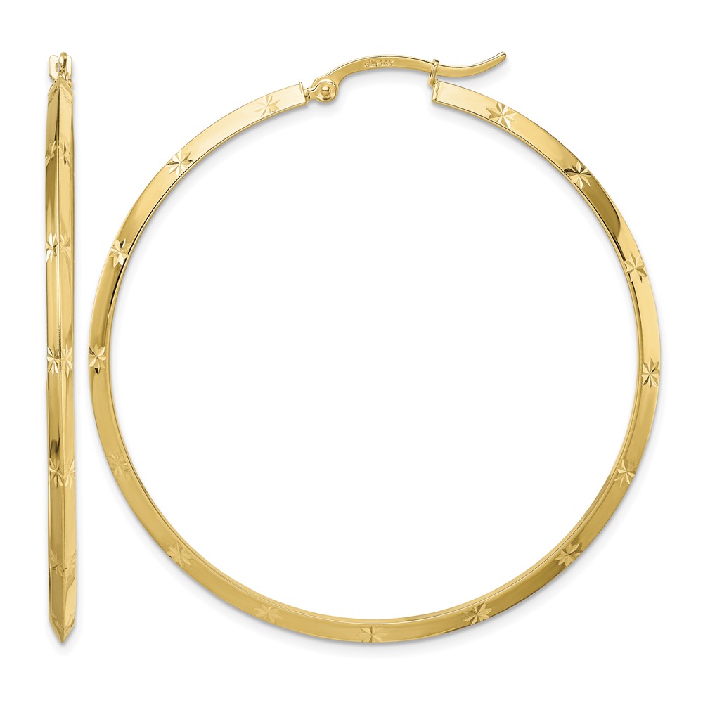 14K Polished Diamond-Cut Hoop Earrings (TF1452)