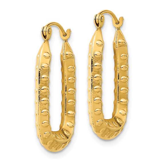 Gold Polished and Textured Square Hoop Earrings