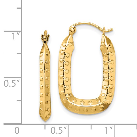 Gold Polished and Textured Square Hoop Earrings