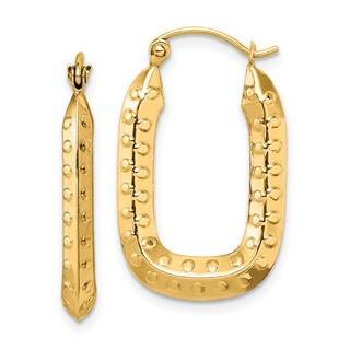 Gold Polished and Textured Square Hoop Earrings