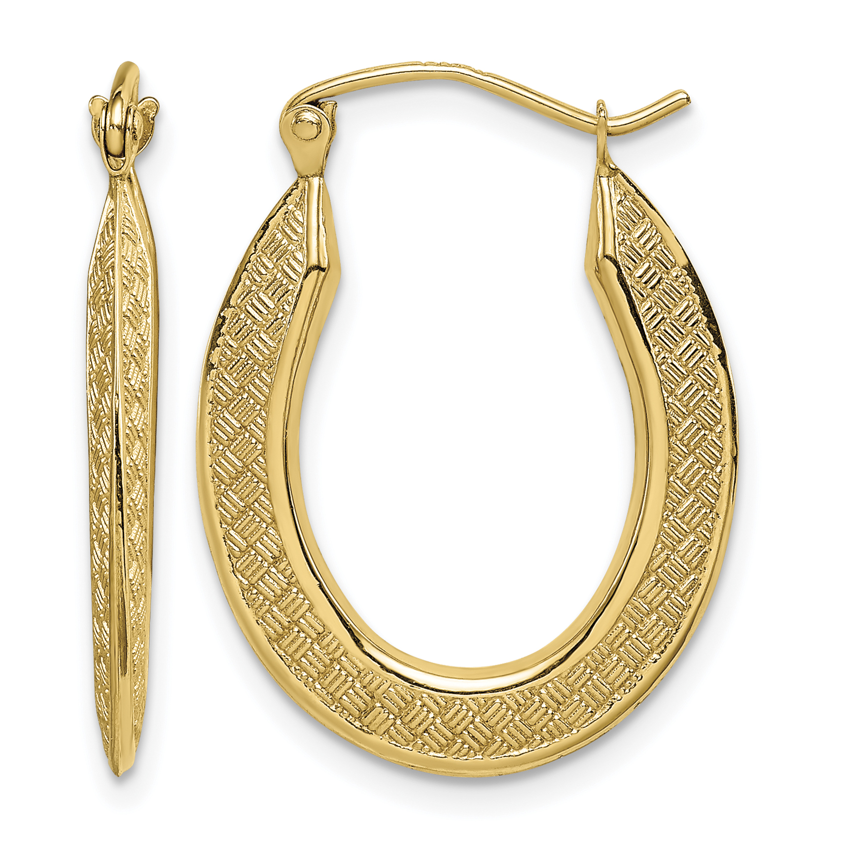 14k Textured Stamped Hoop Earrings (TF1459)