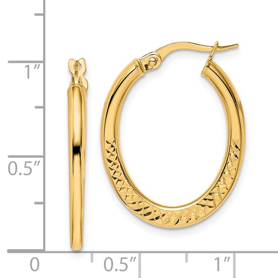 Gold Polished and D/C Oval Tube Hoop Earrings