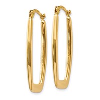 14K Yellow Gold 2.25x 31mm Polished Rectangle Tube Hoop Earrings view 2