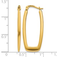 14K Yellow Gold 2.25x 31mm Polished Rectangle Tube Hoop Earrings view 3