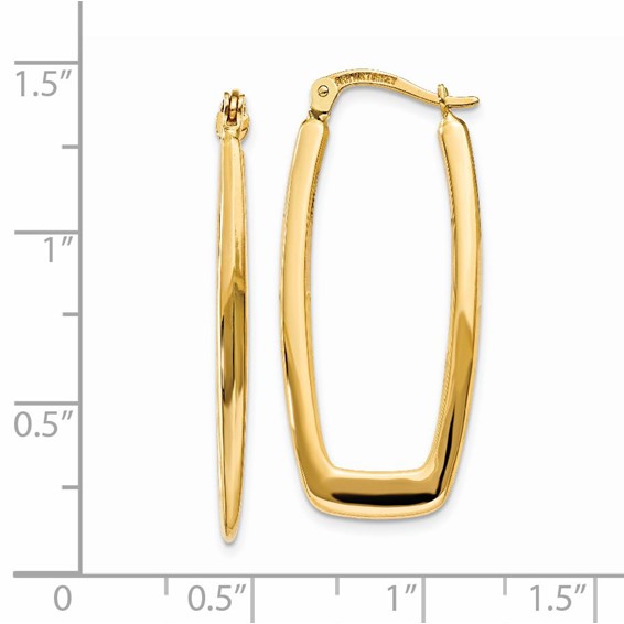 2.25mm Gold Rectangle Hoop Earrings