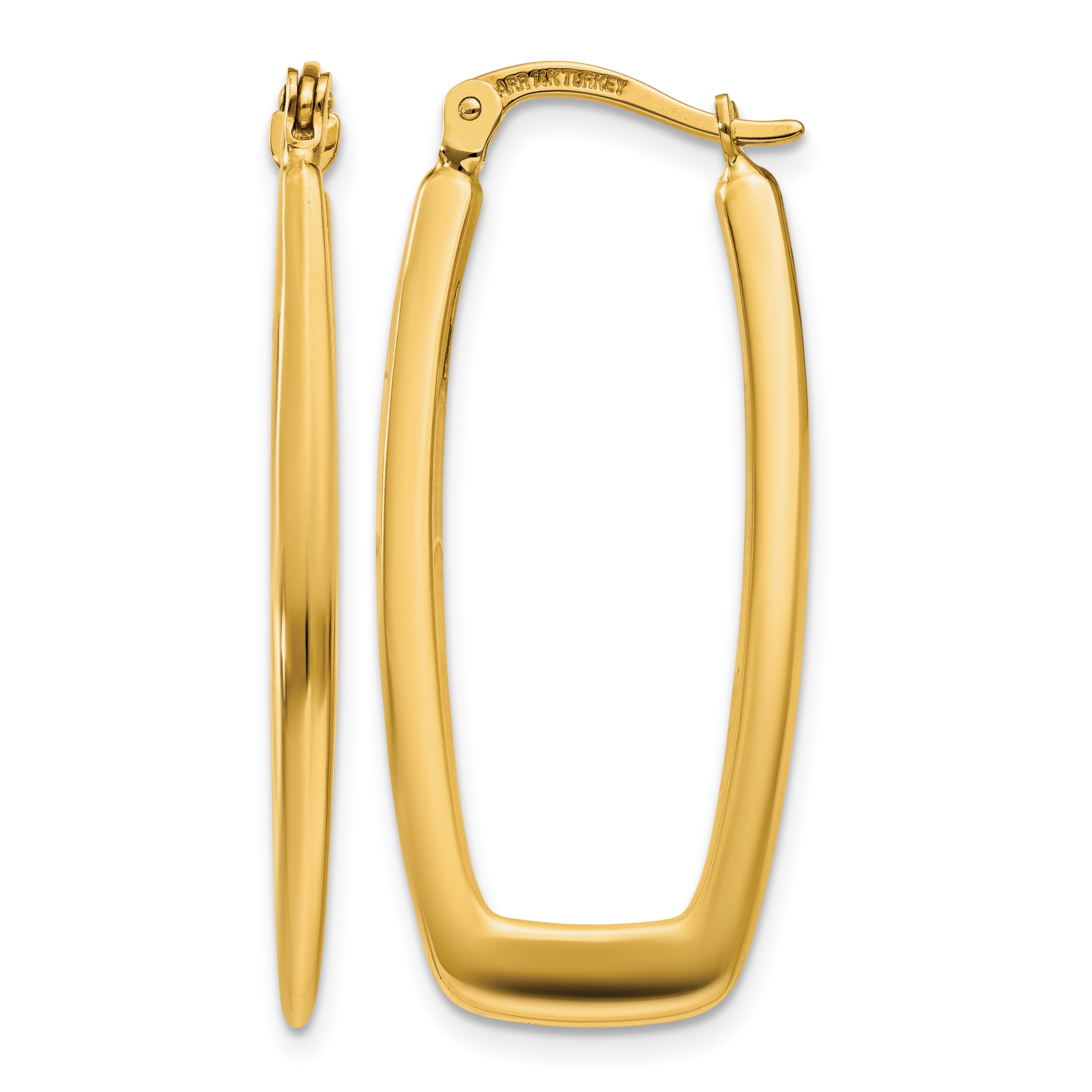 14k Polished 2.25mm Rectangle Hoop Earrings (TF148)