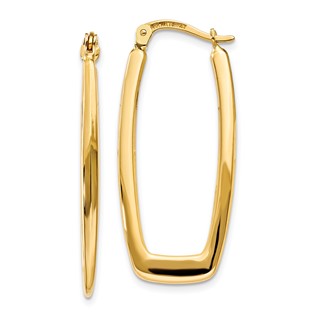 2.25mm Gold Rectangle Hoop Earrings
