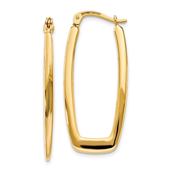 2.25mm Gold Rectangle Hoop Earrings