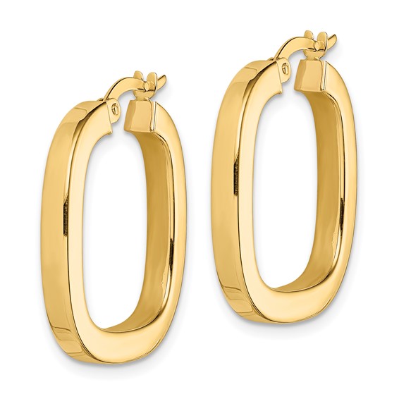 14K 3x23mm Square Tube Hollow Hoop Earrings