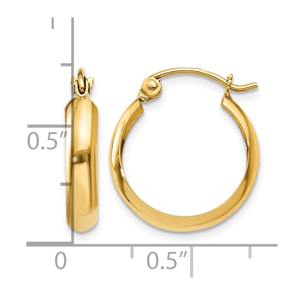 14k Polished 3.5mm Hoop Earrings (TF150)