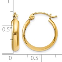 14K Yellow Gold 3.5x 14mm Polished Hoop Earrings view 4