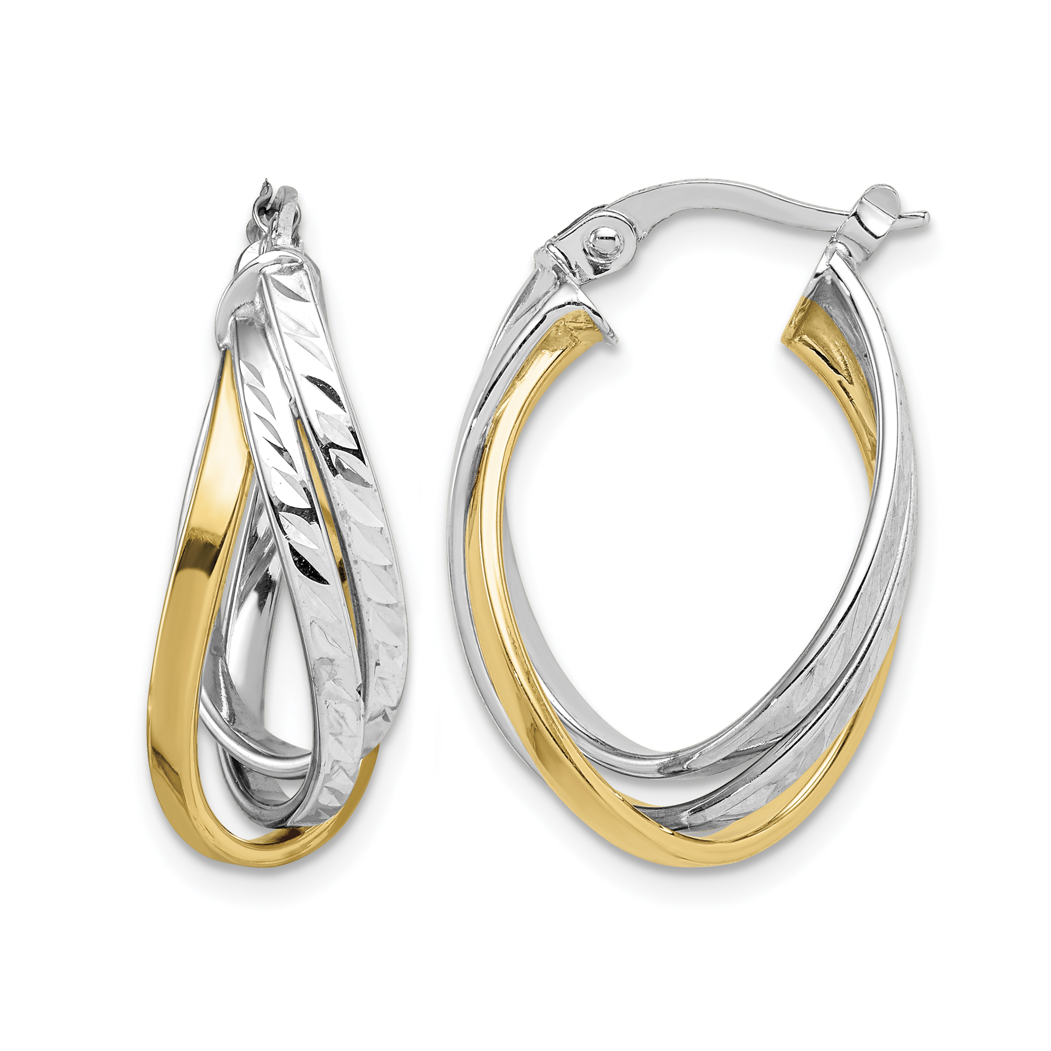 14K Two Tone Hoop Earrings (TF1500)