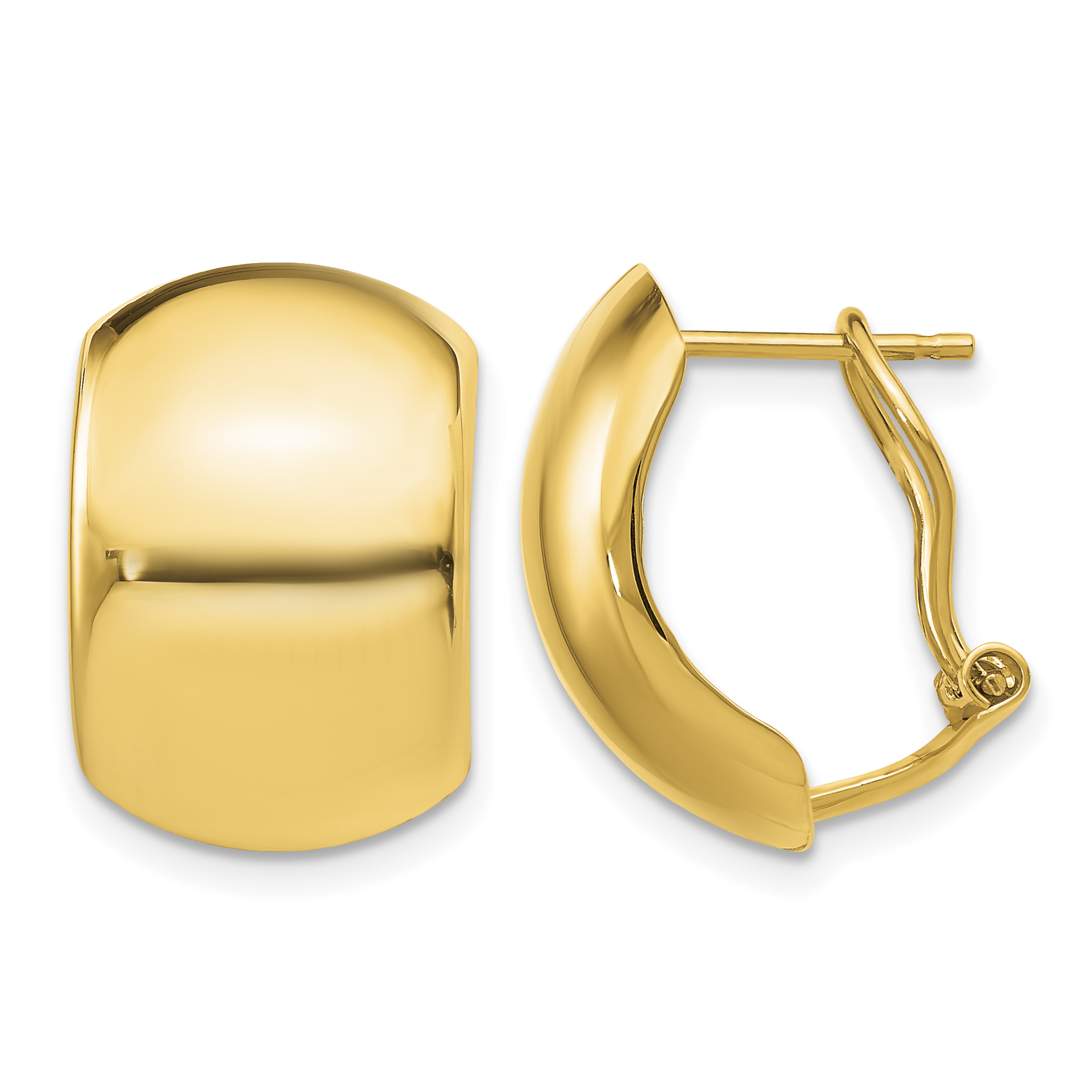 14K Polished Omega Back Earrings (TF1523)