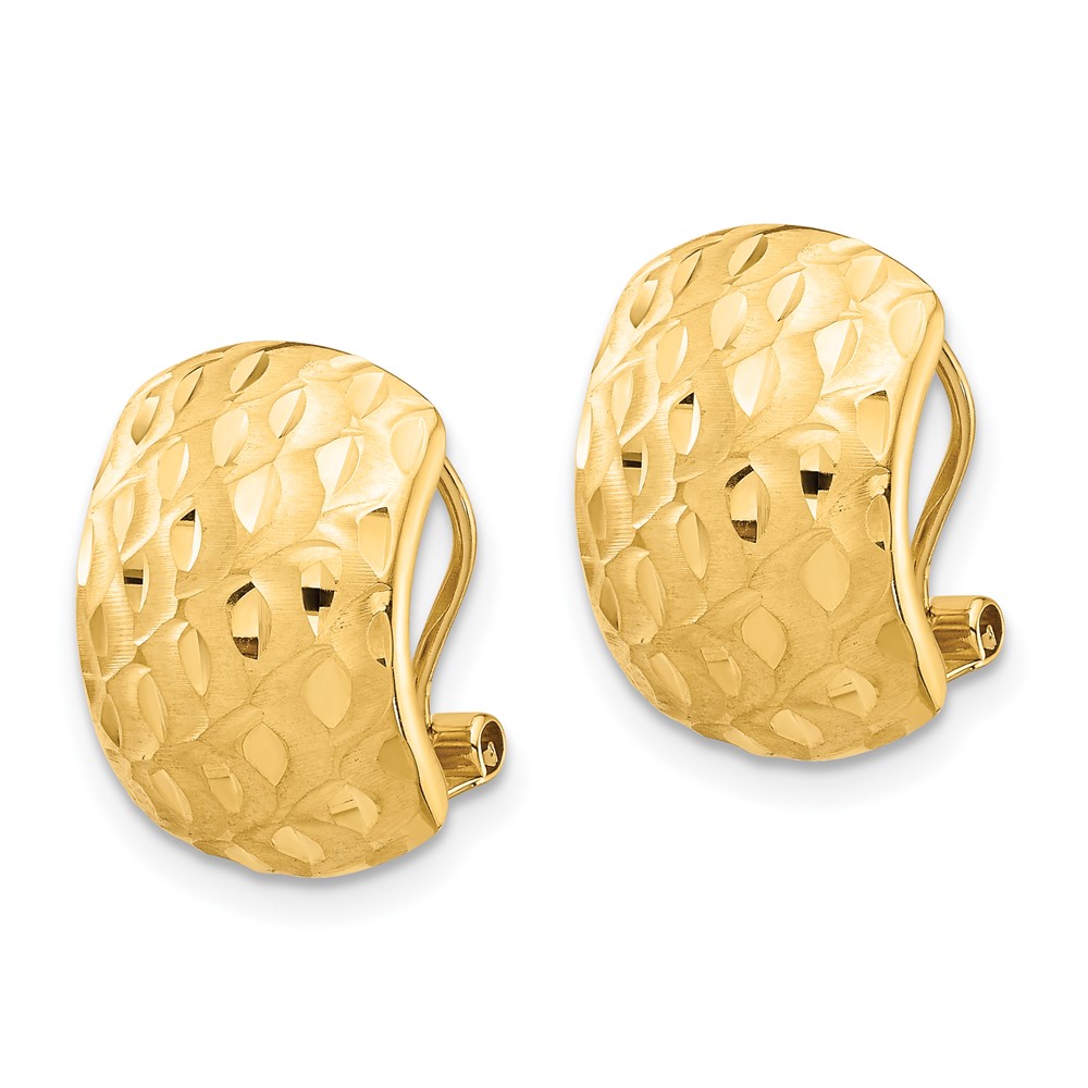 14K Textured Omega Back Earrings (TF1525)