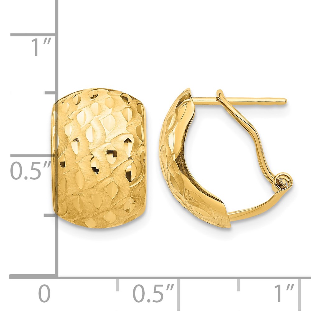 14K Textured Omega Back Earrings (TF1525)