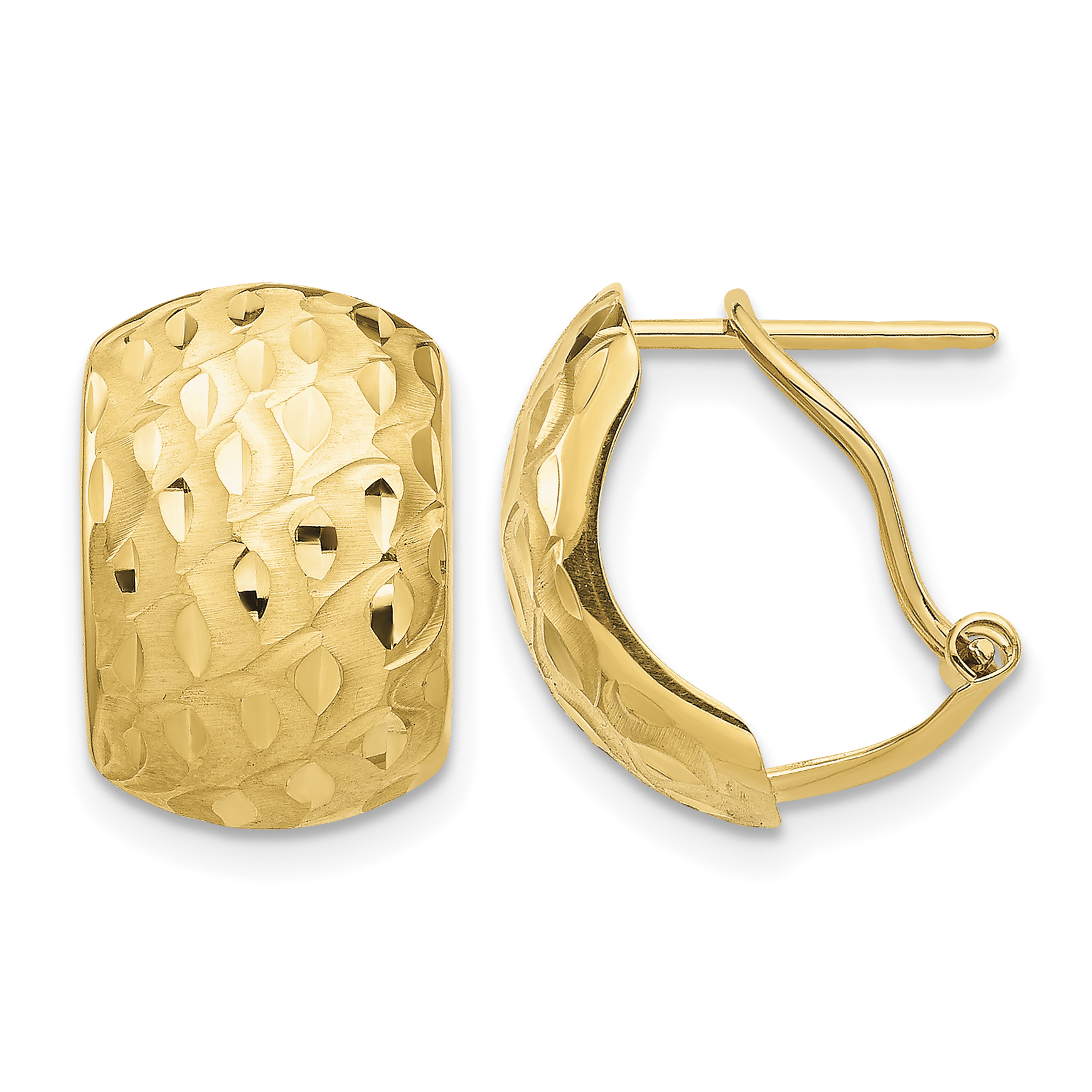 14K Textured Omega Back Earrings (TF1525)