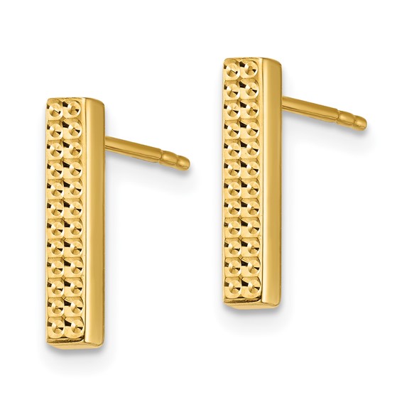 Gold Textured Bar Post Earrings