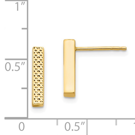 Gold Textured Bar Post Earrings