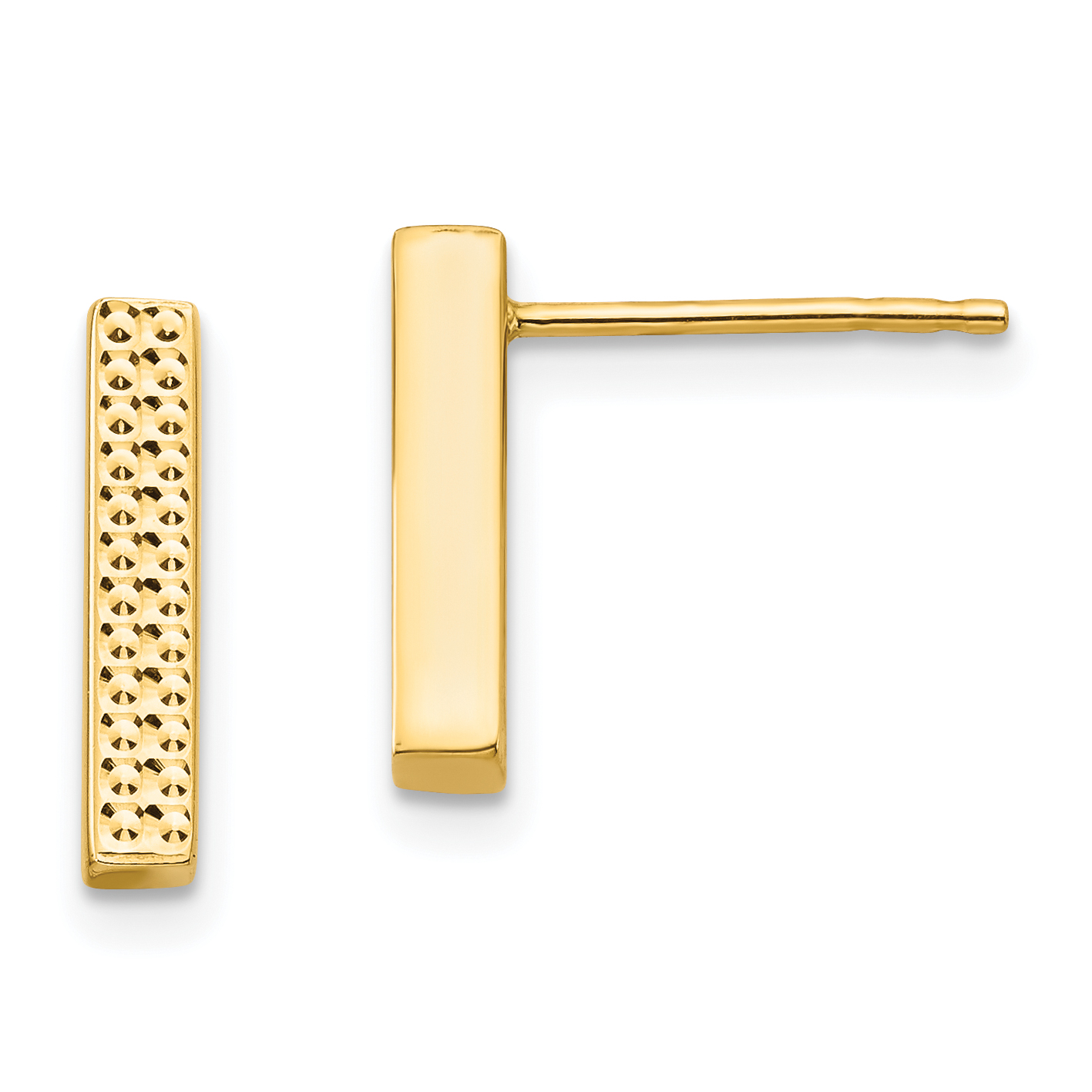 14K Textured Bar Post Earrings (TF1532)