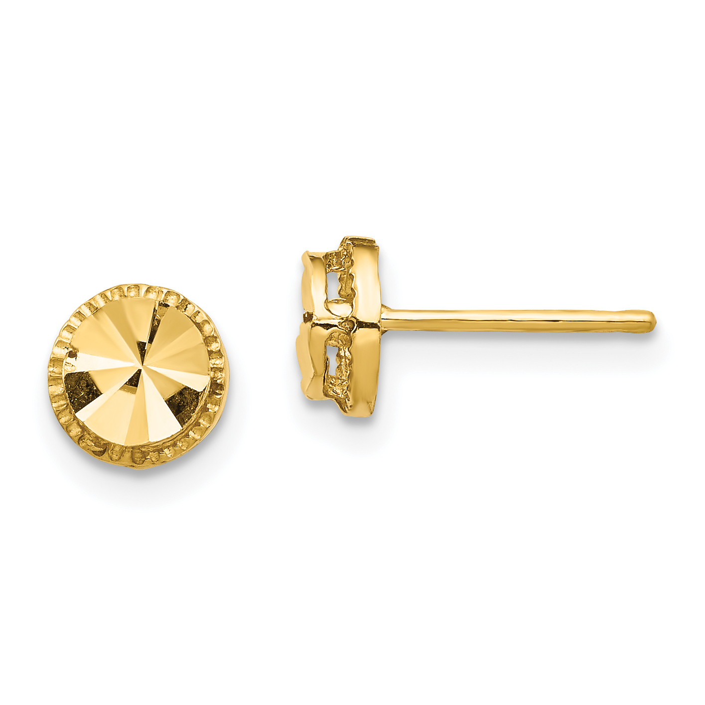 14K Diamond-Cut Round Post Earrings (TF1533)