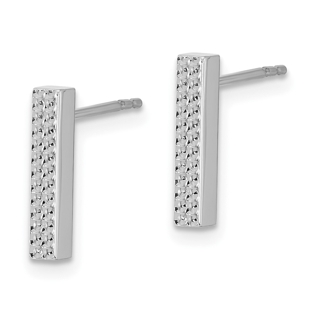 14K White Gold Textured Bar Post Earrings (TF1534)