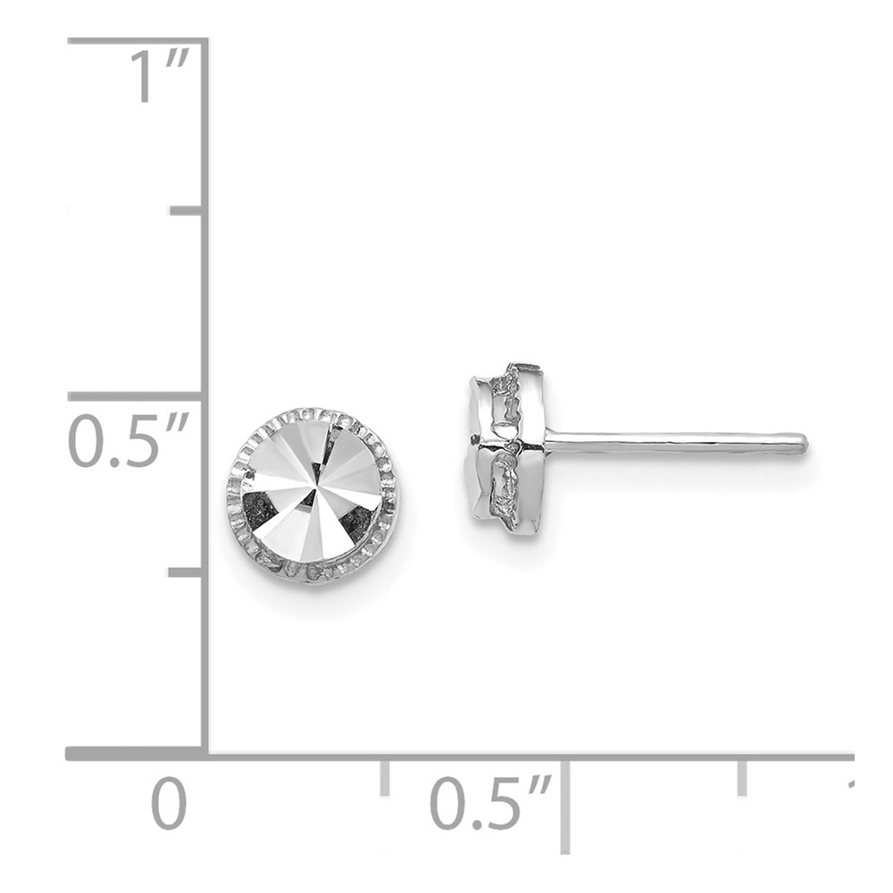 14K White Gold Diamond-Cut Round Post Earrings (TF1535)