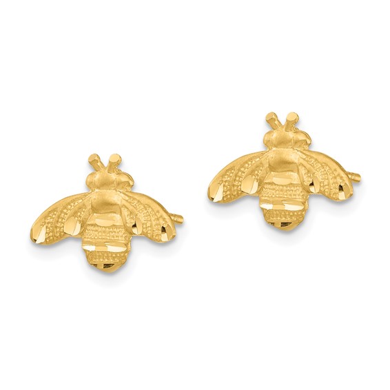 14K Diamond-cut Bee Post Earrings