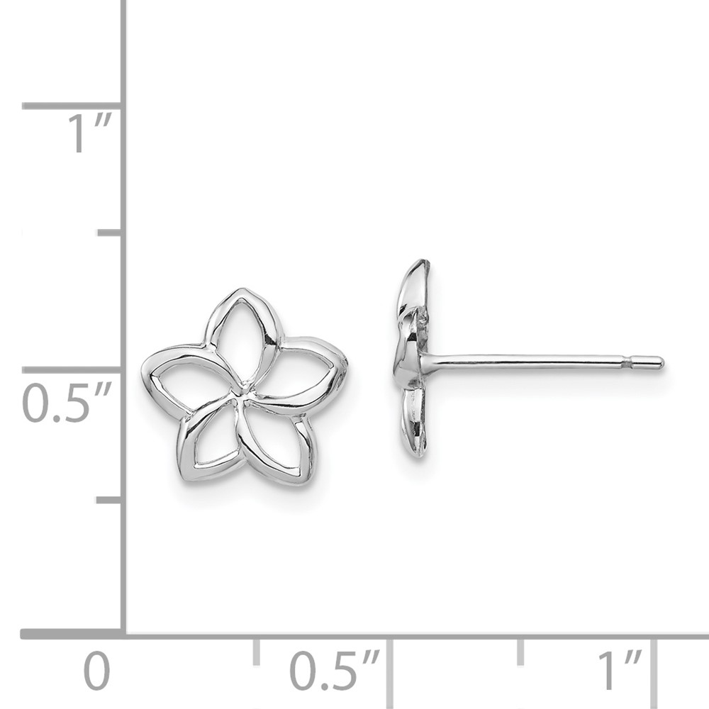 14K White Polished Plumeria Cutout Post Earrings (TF1565)