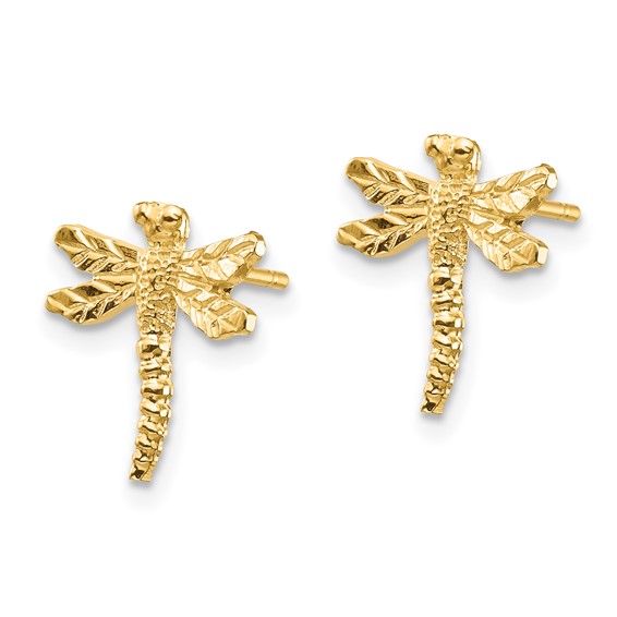 14K Textured Dragonfly Post Earrings