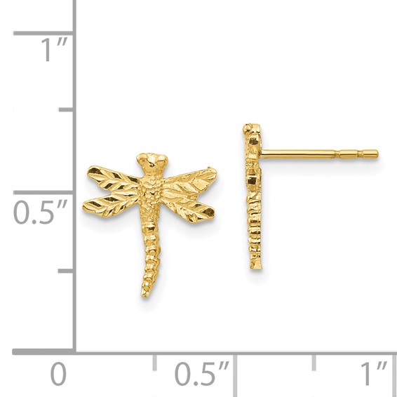 14K Textured Dragonfly Post Earrings