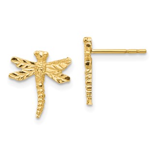 14K Textured Dragonfly Post Earrings