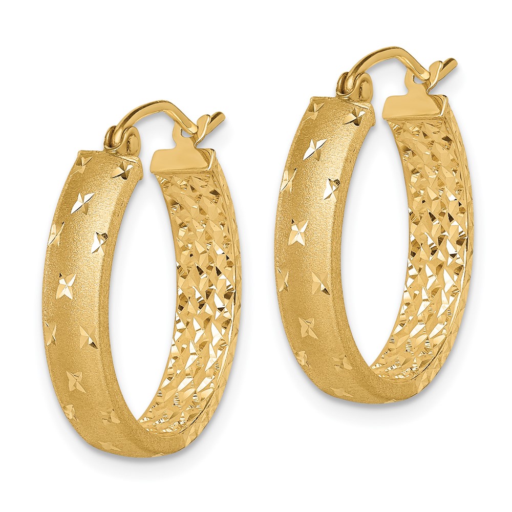 14k Polished Diamond-cut In/Out Hoop Earrings (TF1572)