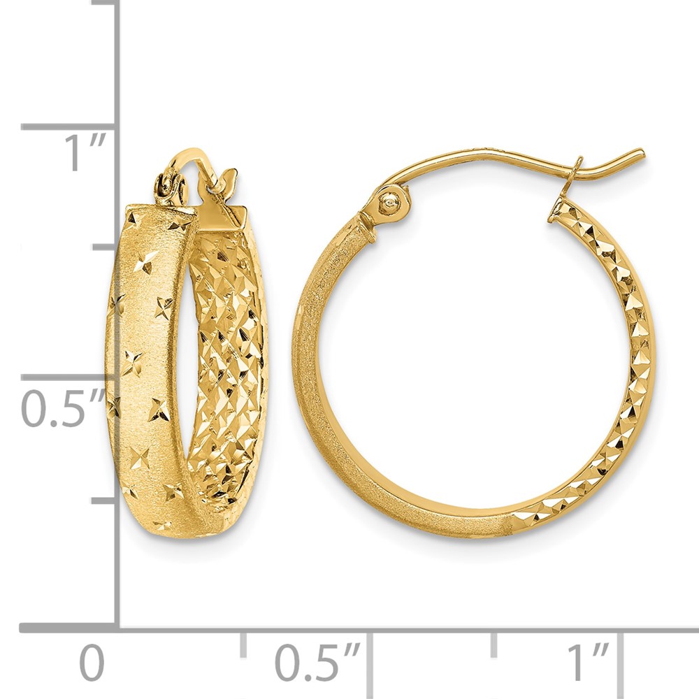 14k Polished Diamond-cut In/Out Hoop Earrings (TF1572)