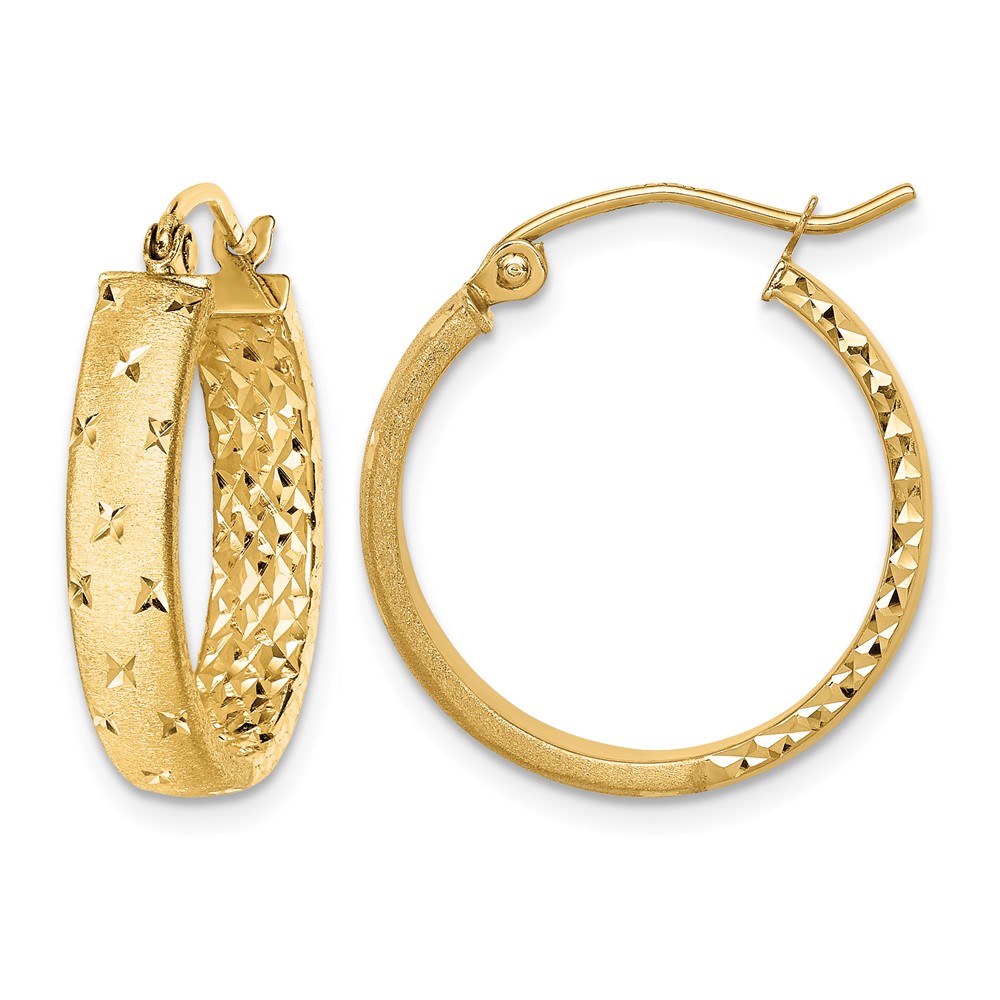 14k Polished Diamond-cut In/Out Hoop Earrings (TF1572)
