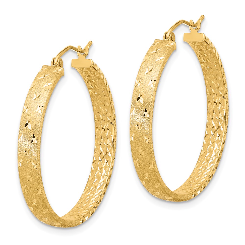 14k Polished Diamond-cut In/Out Hoop Earrings (TF1574)