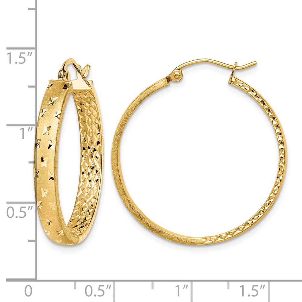 14k Polished Diamond-cut In/Out Hoop Earrings (TF1574)