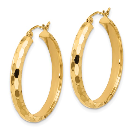 2.8mm Gold Polished Diamond-cut Hoop Earrings