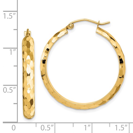 2.8mm Gold Polished Diamond-cut Hoop Earrings