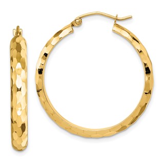 2.8mm Gold Polished Diamond-cut Hoop Earrings