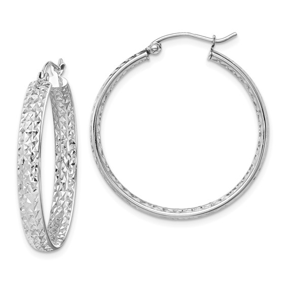 Gold Diamond-cut In & Out Hoop Earrings