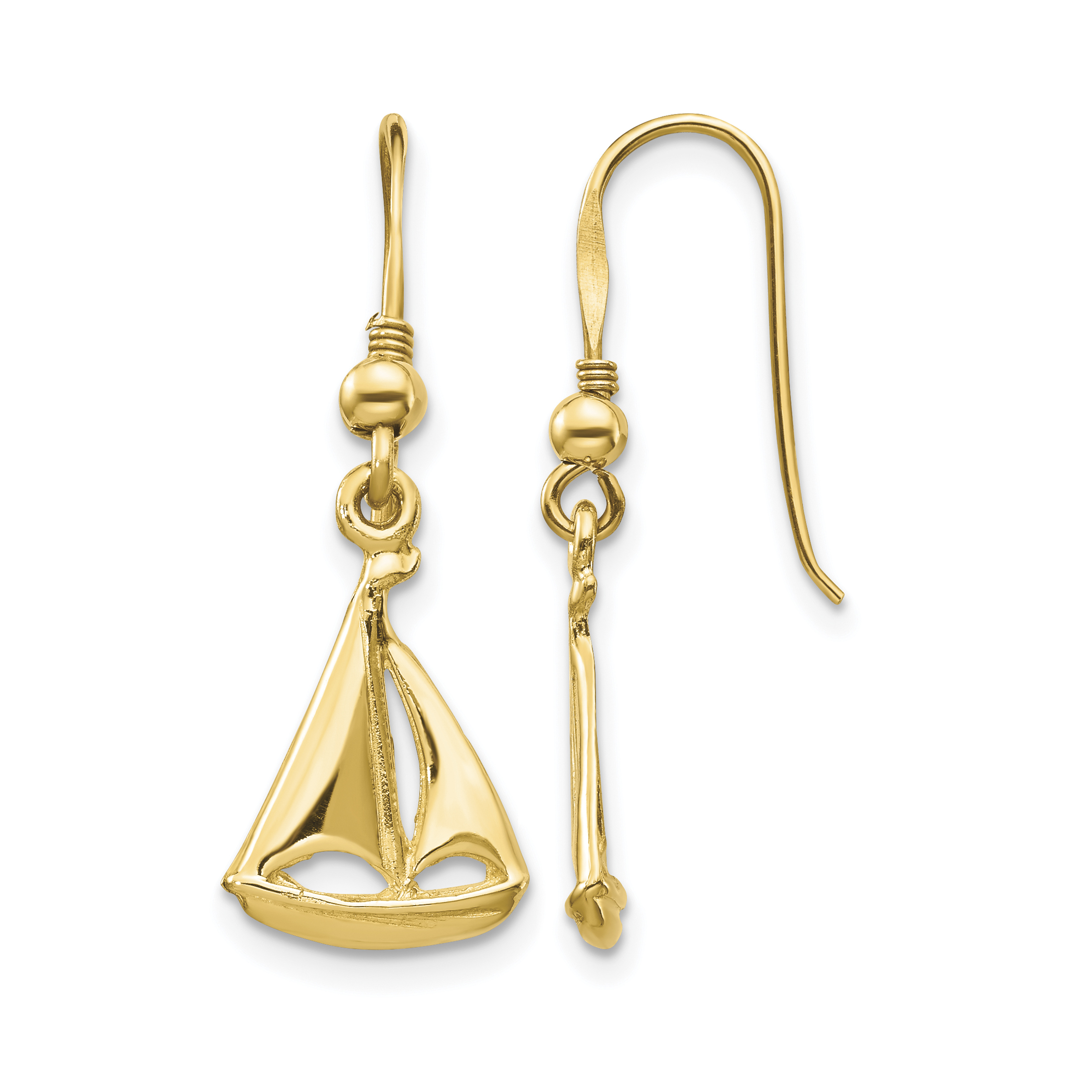 14K Sailboat Shepherd Hook Earrings (TF1599)