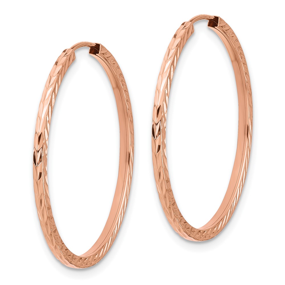 14k Rose Gold Diamond-cut Square Tube Endless Hoop Earrings (TF1603)