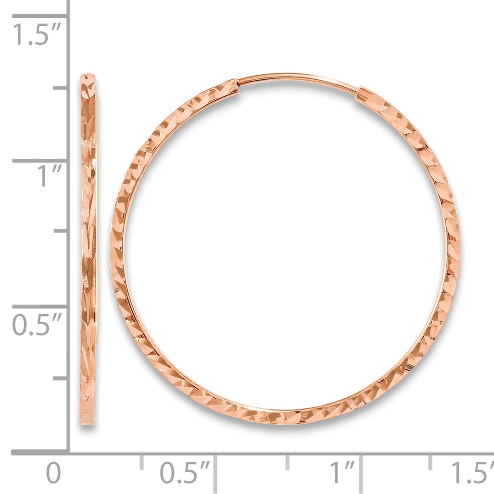 14k Rose Gold Diamond-cut Square Tube Endless Hoop Earrings (TF1603)