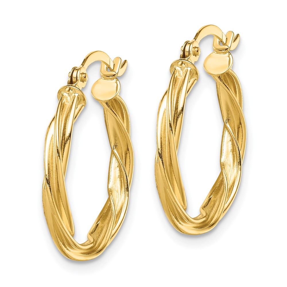 14K Polished Twisted 2.5mm Hoop Earrings (TF1606)