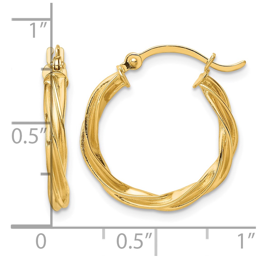 14K Polished Twisted 2.5mm Hoop Earrings (TF1606)