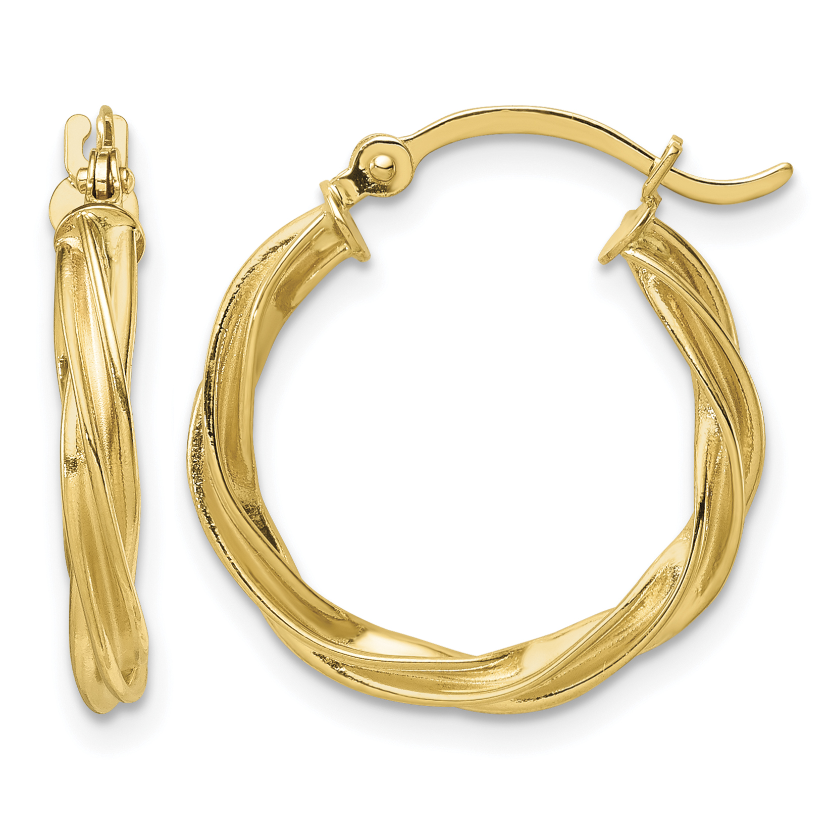 14K Polished Twisted 2.5mm Hoop Earrings (TF1606)
