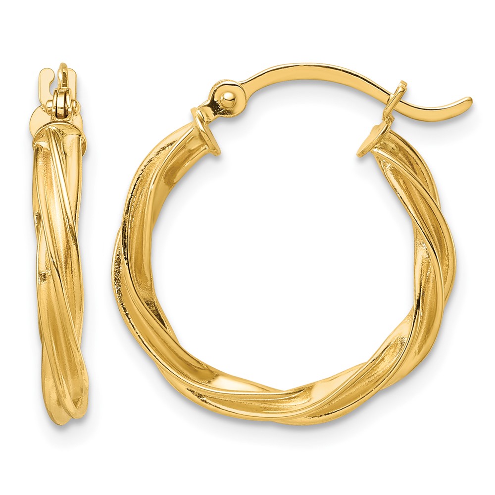 14K Polished Twisted 2.5mm Hoop Earrings (TF1606)
