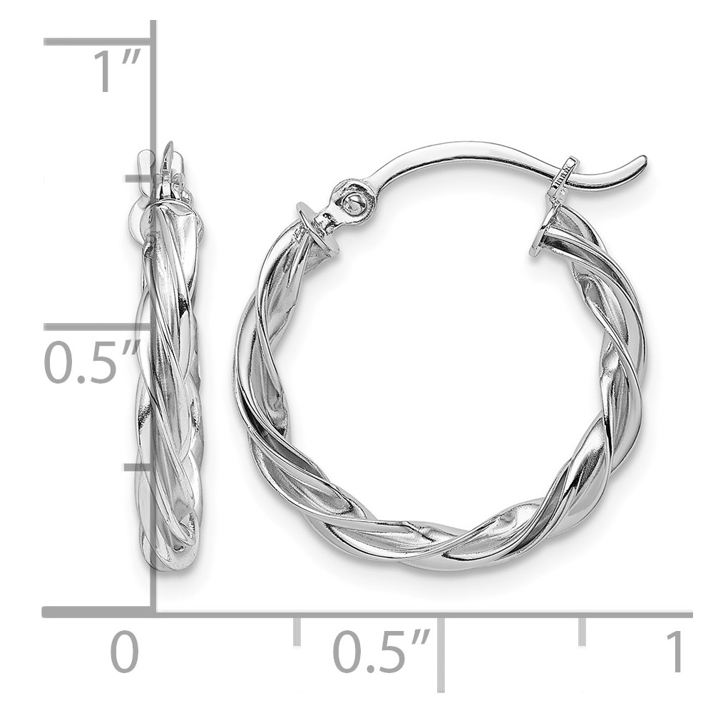 14K Polished White Gold Twisted Hoop Earrings (TF1606W)